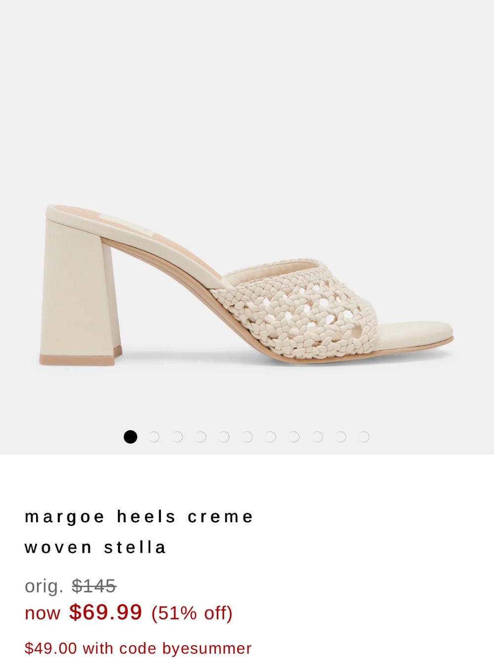 Dolce Vita Margoe heels Woven Stella - Creme Woven Block Heel Mule